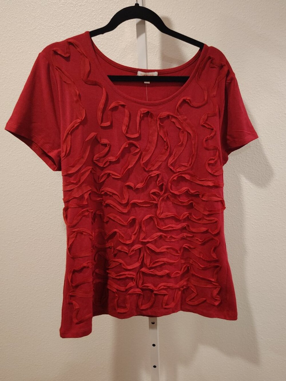 Isaac Mizrahi Women's Top Size XL NWT Short Sleeve Ripple Tee Textured Wave